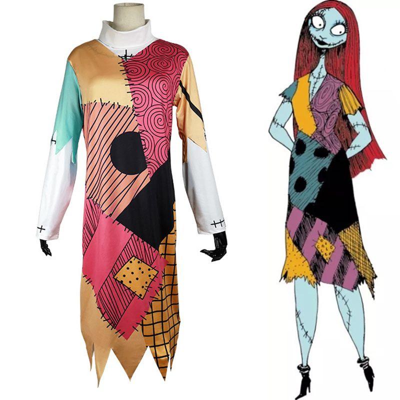 Womens Nightmare Before Christmas Sally Costume Featuring High-quality Soft Material And Stunning Design For Halloween Parties