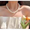 Vintage Faux Pearl Necklaces White Imitation Pearl Chain Choker Necklace Temperament Beaded Necklace For Wedding Party Wear