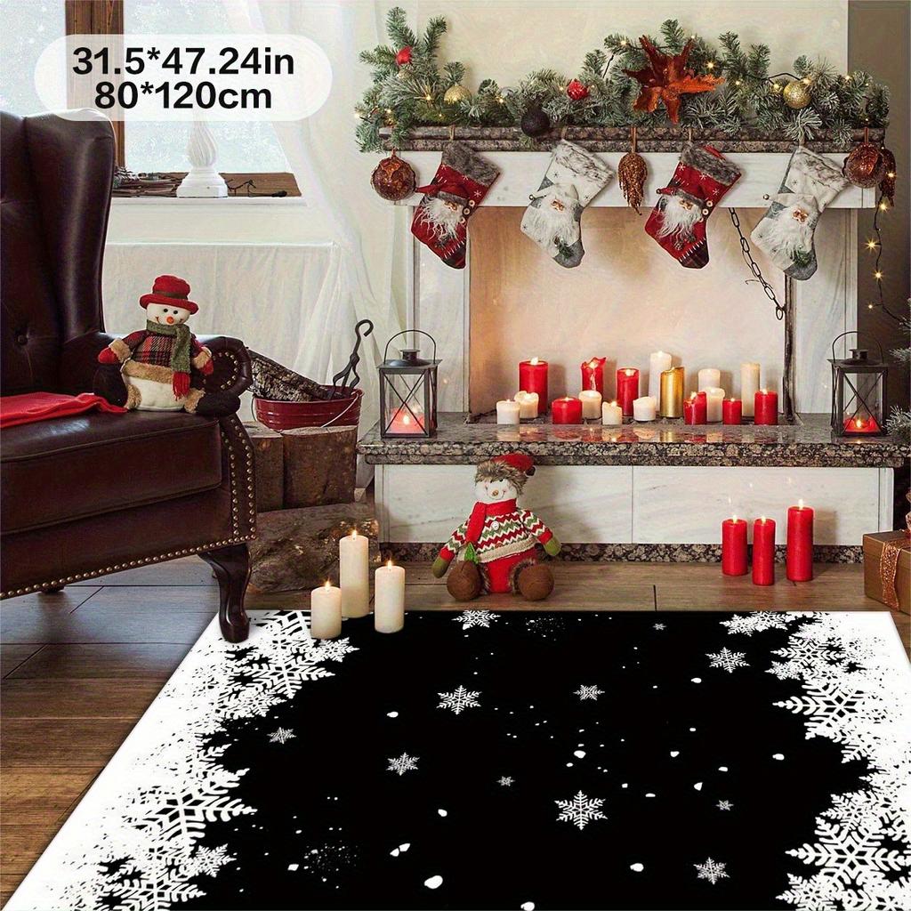 1 Stück Schneeflockenmuster Fußmatte Modern Küche Polyester Teppich Rutschfest Bunt Innen Teppich, Für Zuhause Badezimmer Schlafzimmer Wohnzimmer Dekor