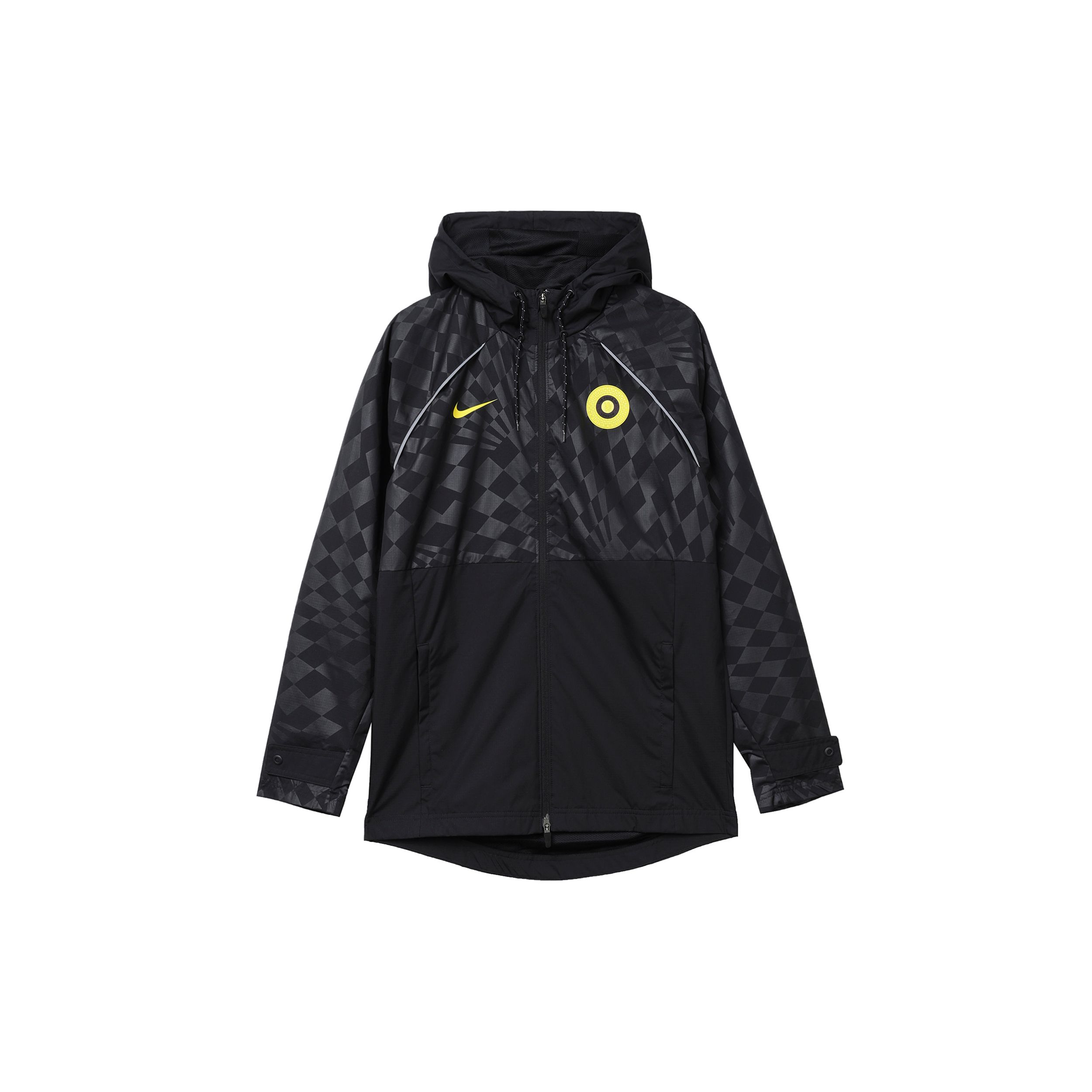 

Мужская спортивная куртка с капюшоном и логотипом Nike Colorblock, верхняя одежда, черный, желтый, DB4571-010