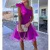 Women Summer Mesh Dresses Single Shoulder Mini Dress Ladies Party Vestidos