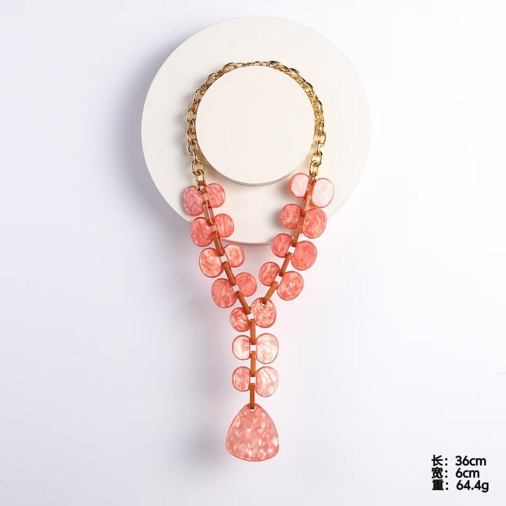 Trendy High Quality Colorful Acrylic Resin Big Long Necklace For Women Party Holiday Jewelry Exaggerated Choker