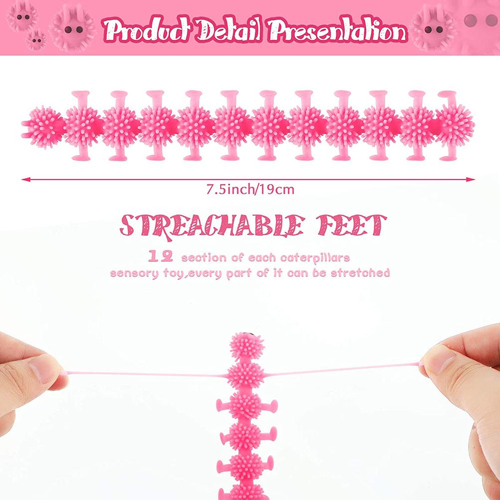 8 Pcs Caterpillars Fidget Sensory Toys Set Stretchy Worm Toys for Stress Relief Anxiety Worm
