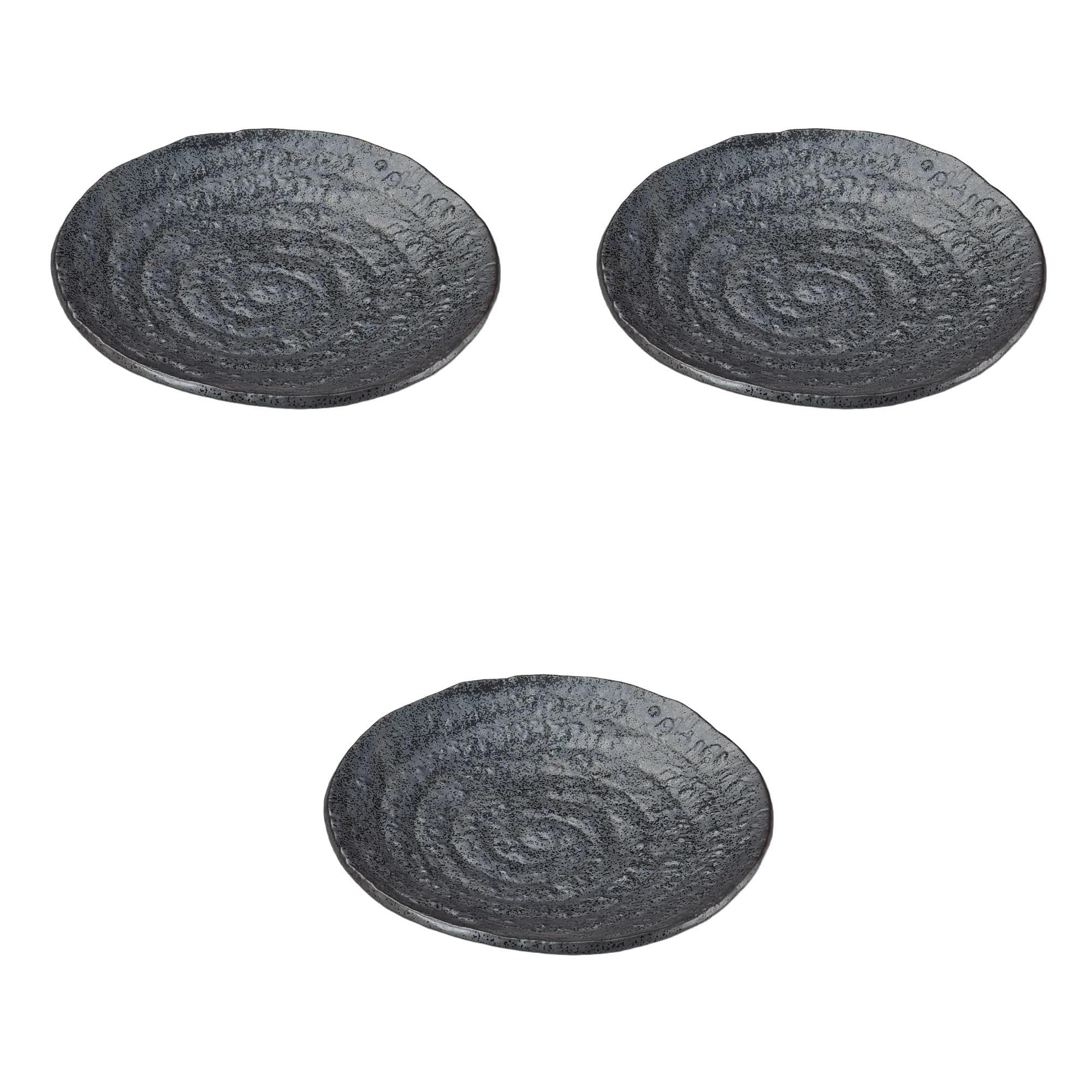 

Set of 3 Nanban Tenmoku Round Plates with Foot x Medium Round Plates by Setomonohonpo 7.0mm [22 3.7cm]