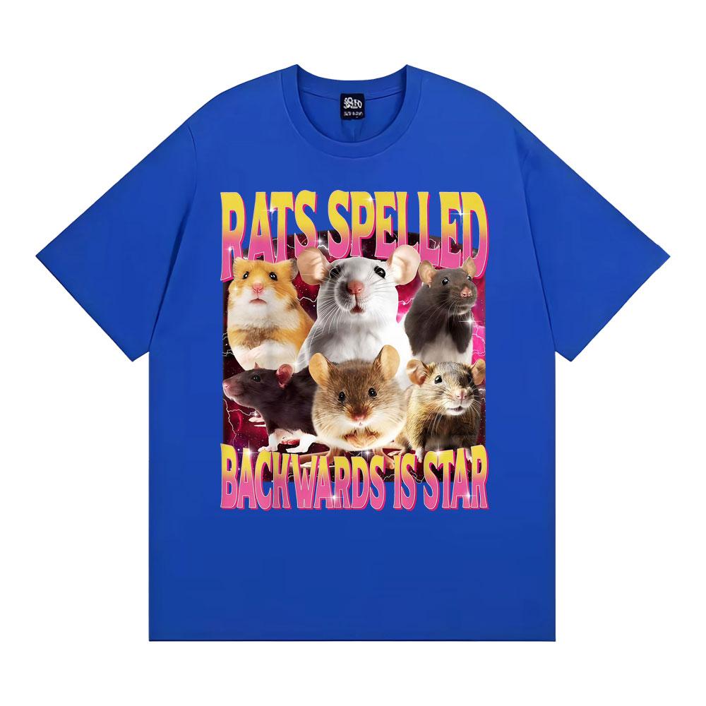 Rats Spelled Backwards Is Star Funny Rat Meme T Shirts Unisex Women Retro Humor Short Sleeve Tshirts Oversized Cotton Tshirt