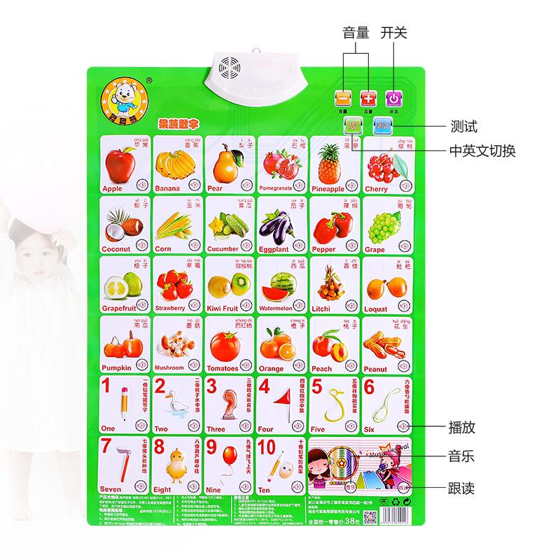 Kids Early Education Interactive Audible Wall Chart Learning Teaching Toy