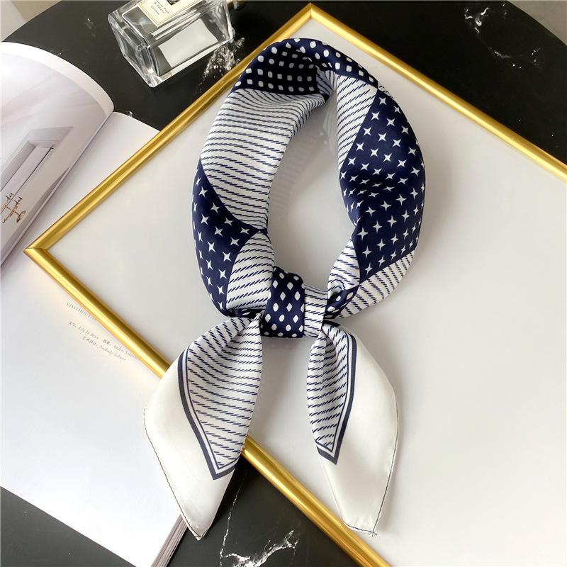 Color matching large plaid scarf women's new polka dot striped silk scarf small square scarf travel sunscreen shawl decorative scarf