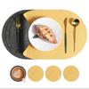 Nordic two-color cloth pattern leather placemat, dining table mat, plate mat, heat protection and insulation certification