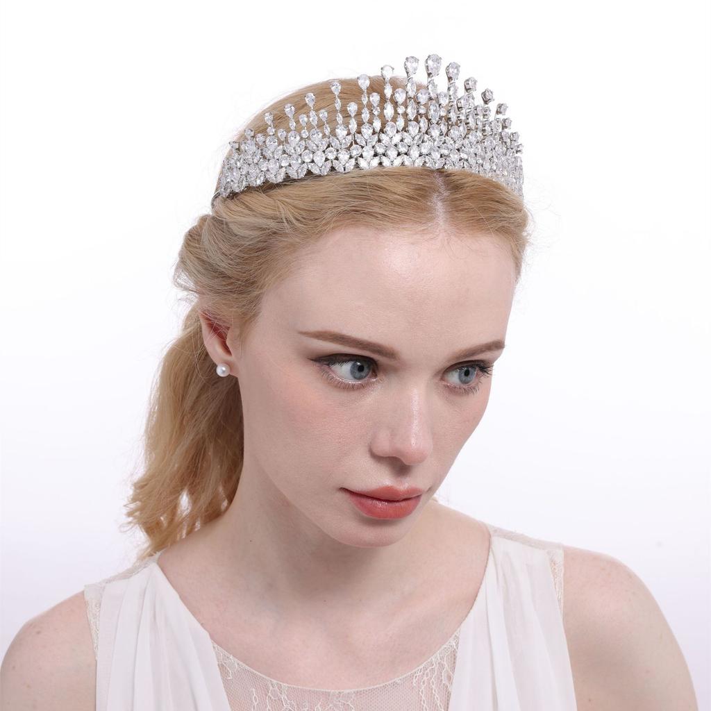 European and American Korean Version Bridal Hair Accessories Princess Crown Wedding Tiara Zircon Crown Palace