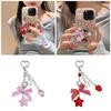 Adorable Strawberry Bowknot Key Rings Unique Strawberry Bowknot Handbag Charm Sturdy Keychain for Fashionable Girls