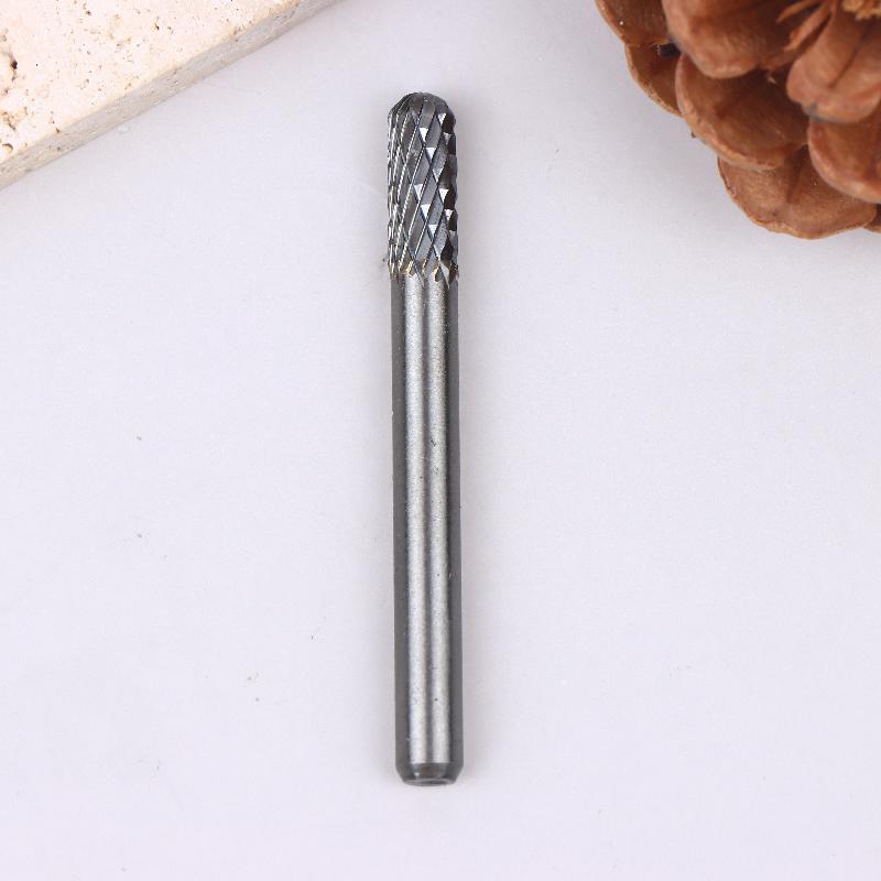 Tungsten Carbide Rotary File Burr Style C Ball Nose Cylinder 6Mm 1/4 Shank Mould Carving Tools Single Cut Milling Cutter