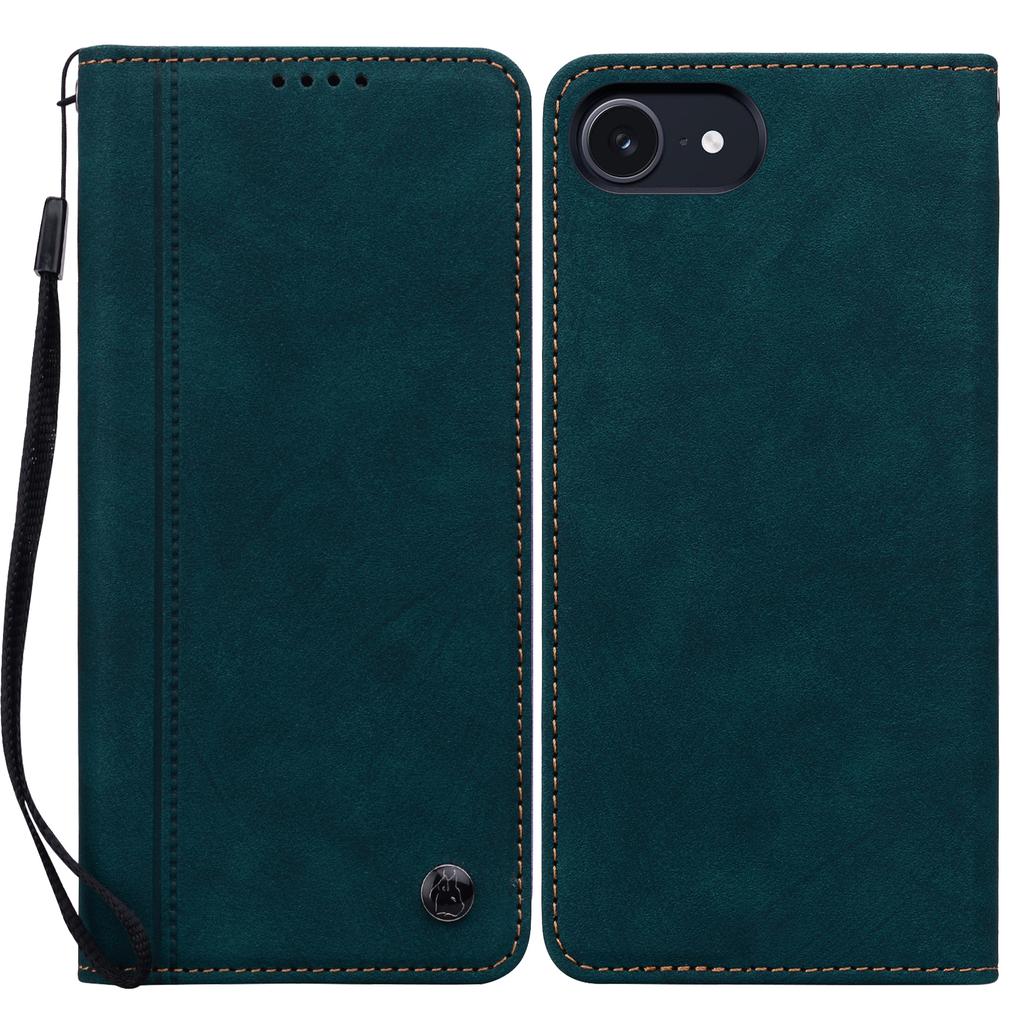 For iPhone 16e Case Lines Pattern Wallet Leather Phone Cover with Strap