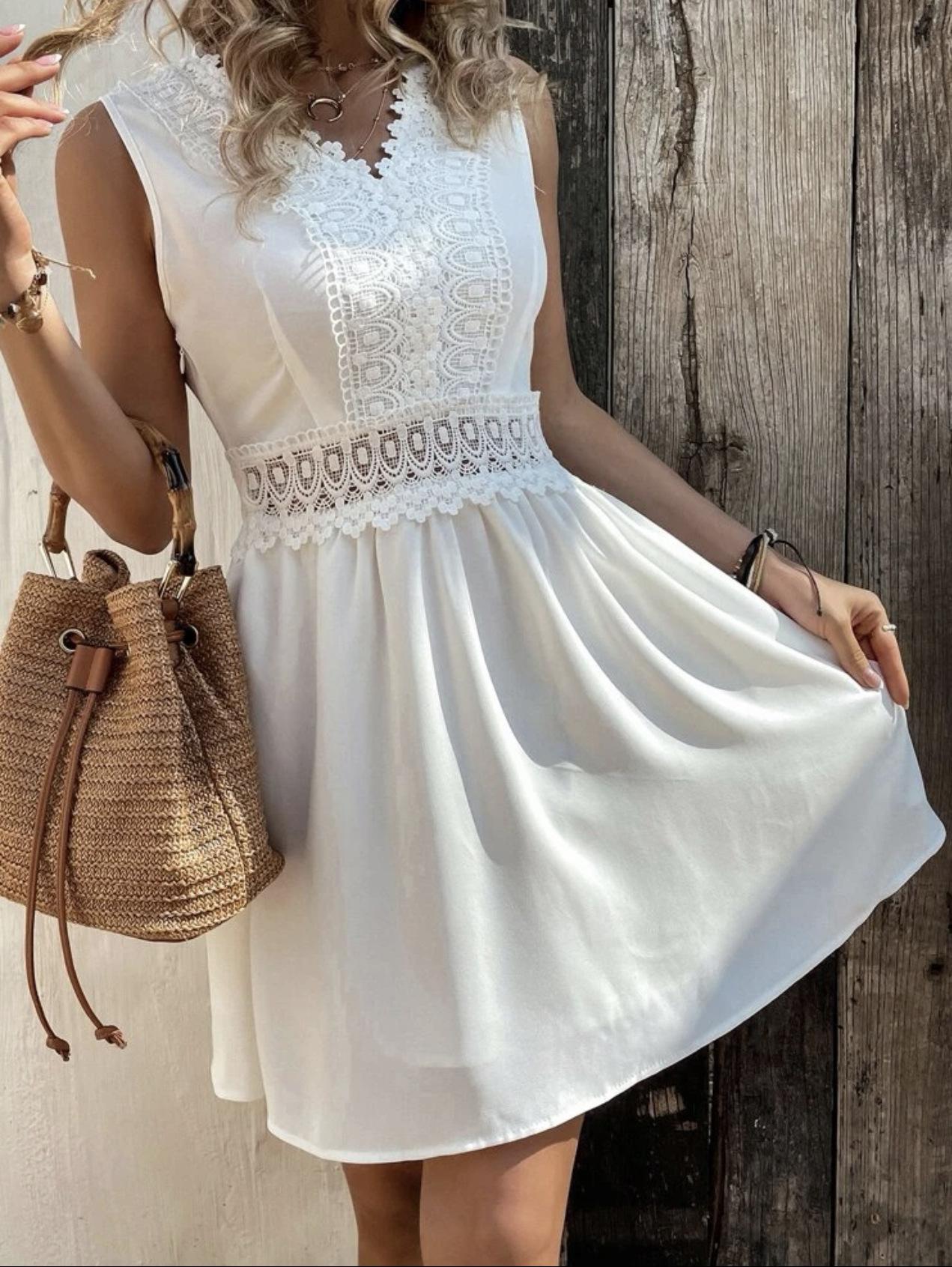 

Платье с кружевным плетением 2023 года M белый