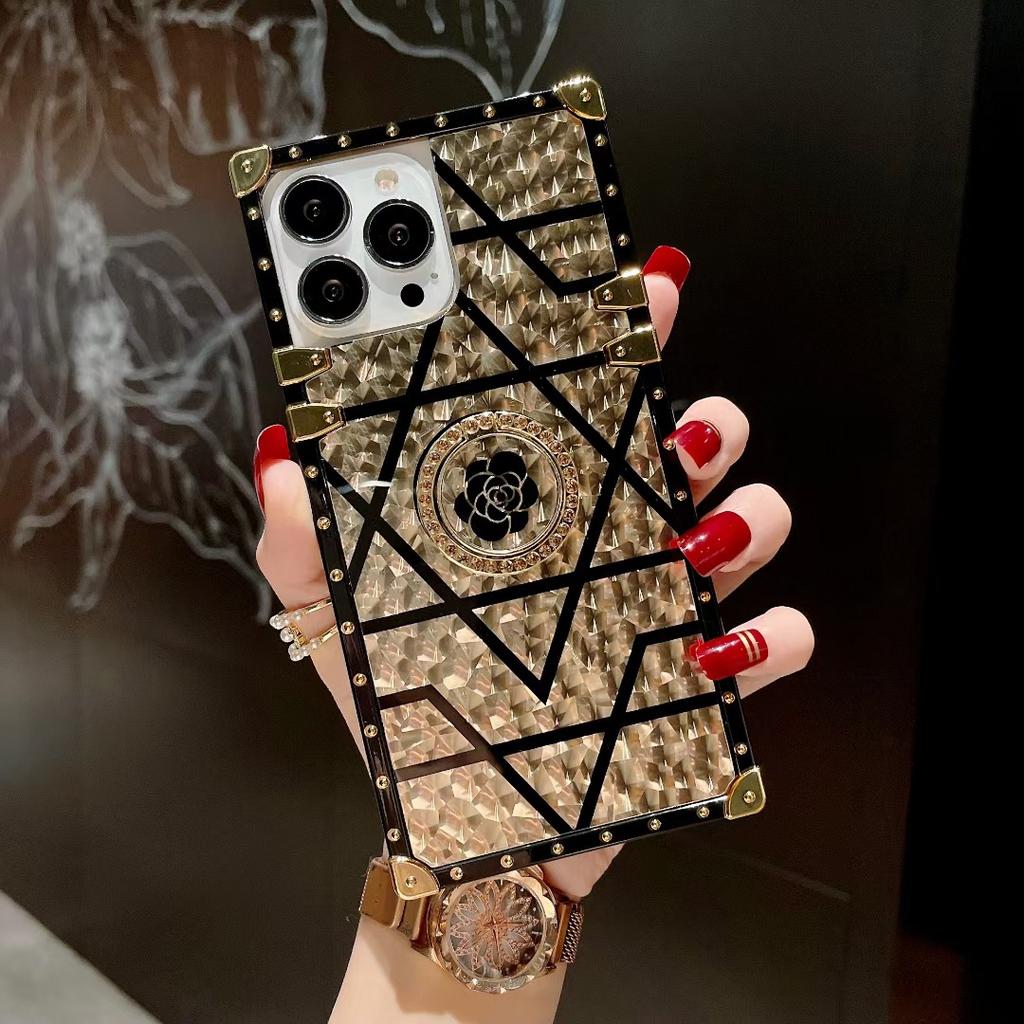 Retro Flower Suitable for Samsung S25u Mobile Phone Case S23 S24 Fashion Bracket Note20 Full Cover Protective Case A55 Women