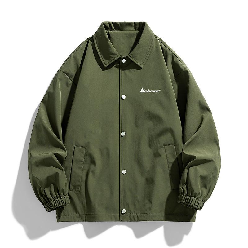 Lapel Jacket Men's Spring and Autumn New Fashion Loose Coach Jacket Couple Variety Casual Jacket