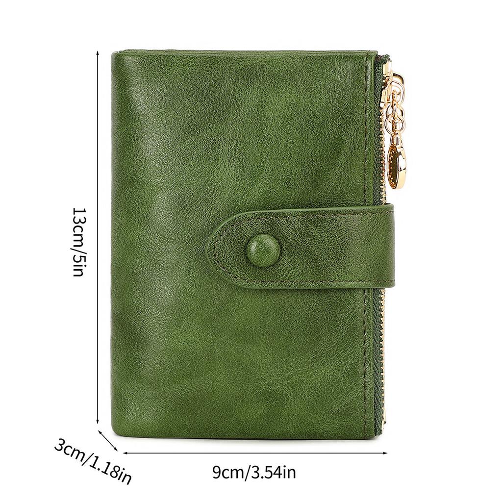 Women's Wallet Simple Multi-function Three-fold Wallet Buckle Double Zipper Short Change Bag