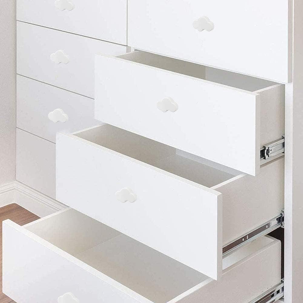 6PCS Soft Rubber Cloud Shape Drawer Knobs, Cabinet Knobs, Dresser Knobs, Kitchen Cabinets (White)