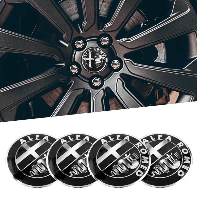 60mm/65mm Car Wheel Rim Tire Hubcap Sticker Decals for Alfa Romeo Giulia Giulietta 159 156 MITO Stelvio 147 Sportiva Accessories zxb894