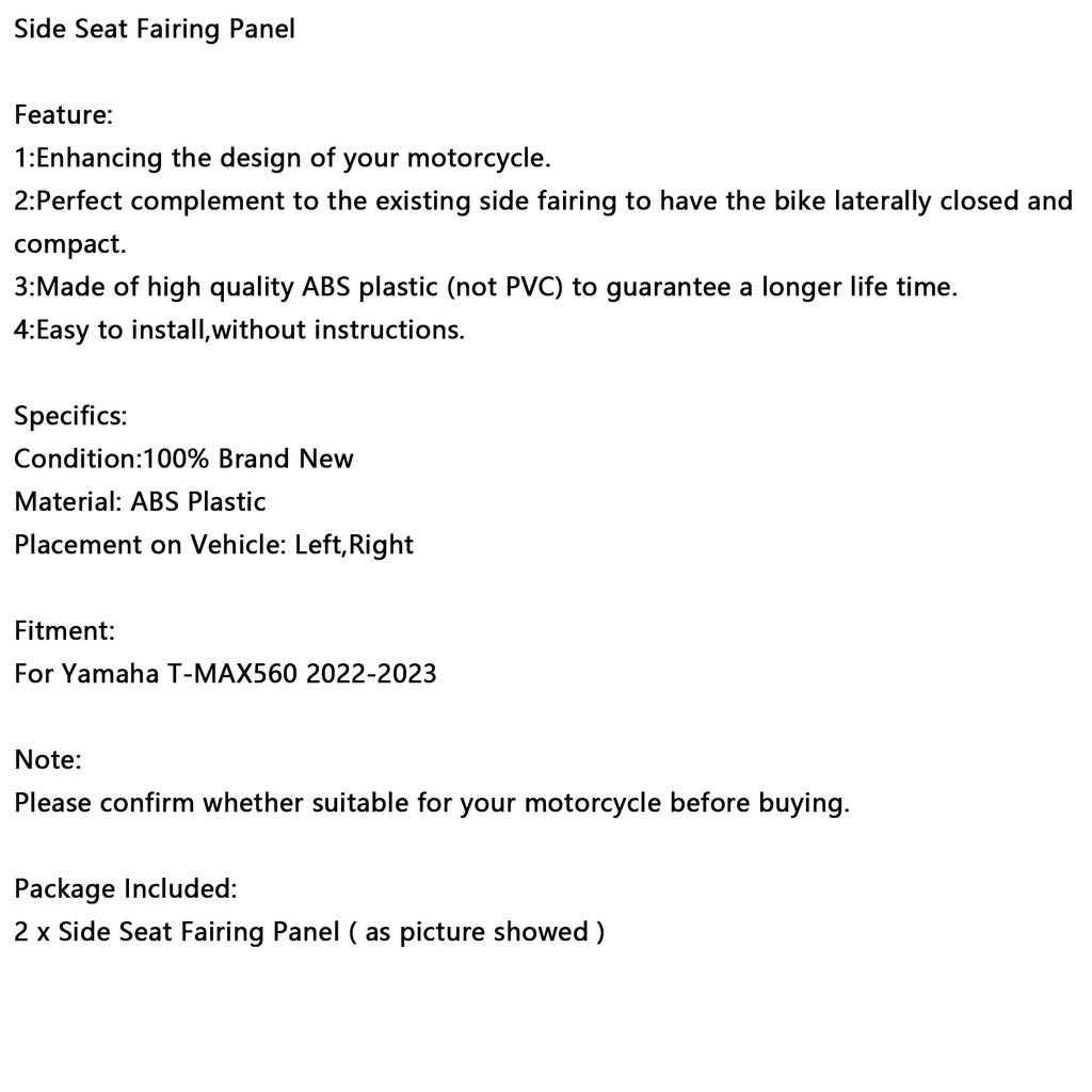 Rear Tail Side Seat Fairing Panel Cowl For Yamaha T-MAX 560 2022-2023