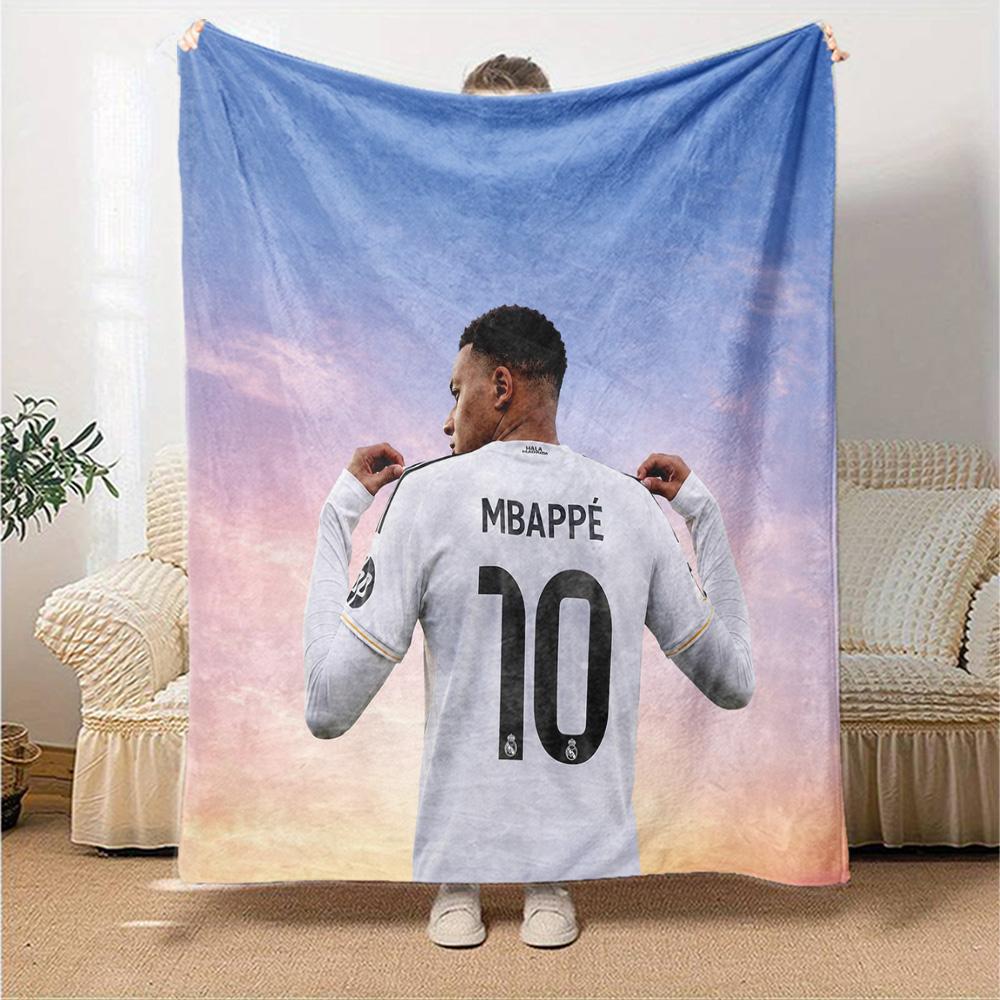 Star Player Kylian Mbappé Blanket Soft Warm Cozy Great for Livingroom Chair Bedding Four Seasons Multipurpose Stylish Decor