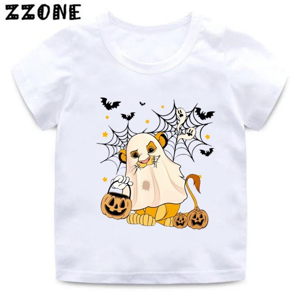 The Lion King Simba Halloween Print Cartoon Kids T-Shirts Cute Girls Clothes Baby Boys Short Sleeve Summer Children Tops