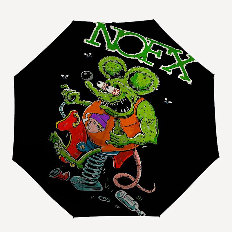 

1pc NOFX Rat Automatic Open Close Umbrella with 8-Rib Windproof Canopy Compact Portable Travel Umbrella10269