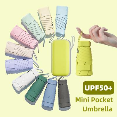 UPF50 + Mini-Taschenschirm Vinyl Kleiner Sonnenschutz Regenschirm Taschenregen Reiseschirm UV-Schutz Kapsel Sonnenschirm