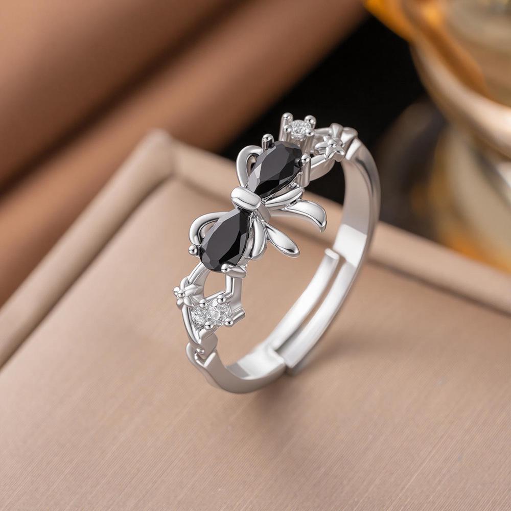 Micro-Inlaid Zircon Fashion Open Ring - Adjustable Luxury Index Finger Jewelry for Women