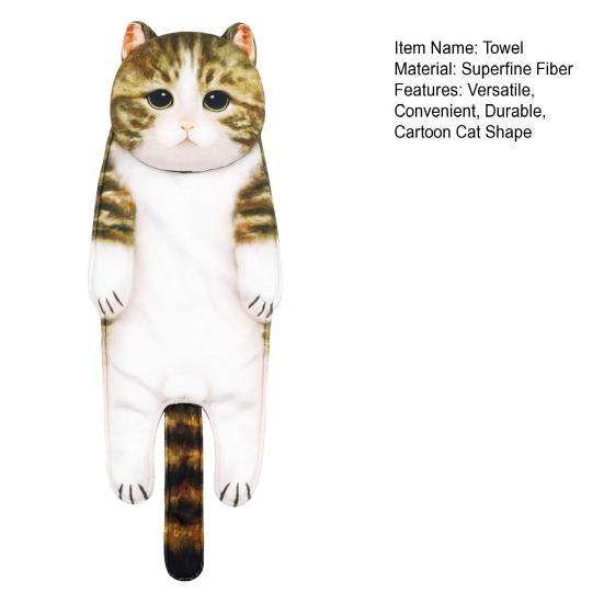 Hand Towel Adorable Cartoon Cat Shaped Towel Soft Absorbent Hanging Towel for House Kitchen Bathroom