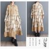 Damen Retro Literarisch Locker Schlank Mittellang Bedrucktes Kleid Damen