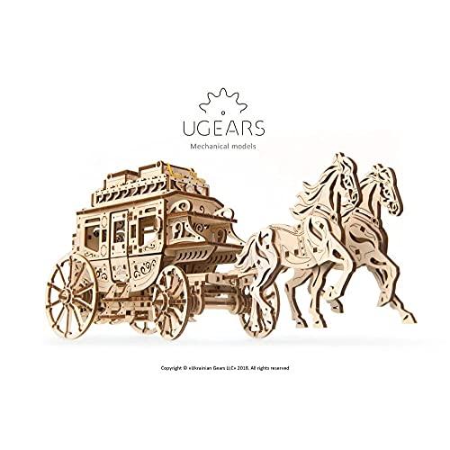 UGEARS Historisk postvogn DIY-modellsett - Enkel og omfattende mekanikk