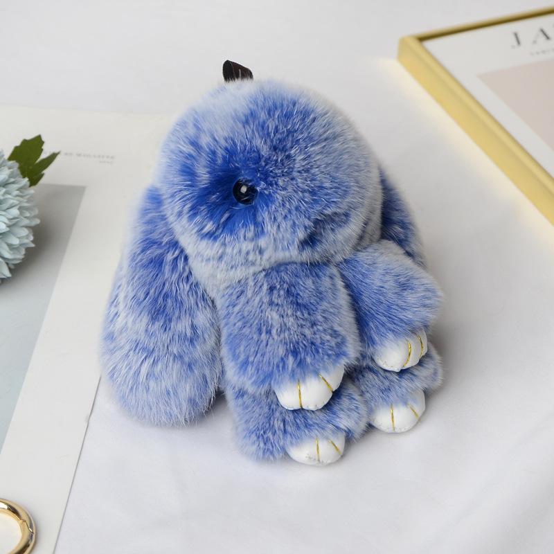 13CM Mini Frost Rabbit Women Cute Plush Fur Pompom Bunny Key Chains On Bags Car Trinket Wedding Party Toys Gift Bag Charm