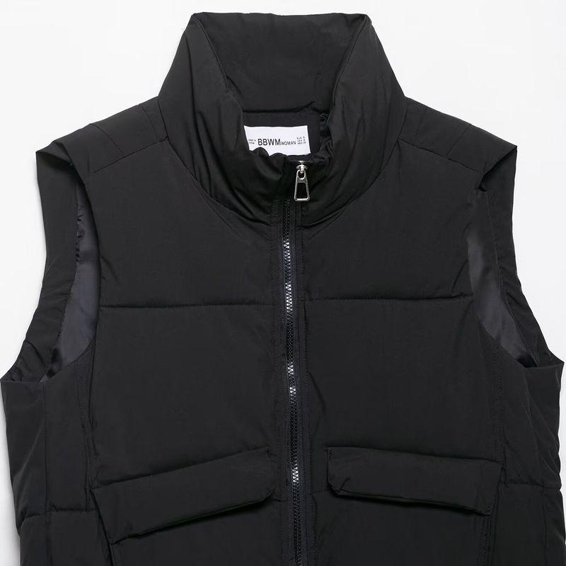 Kaslead New Women Clothes Western Style Fashion Simple and Versatile Multicolor Zipper Ornament Cotton-padded Jacket Vest Vest