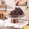 Naijiang Retro Wooden Pedestal Glass Fruit Bowl