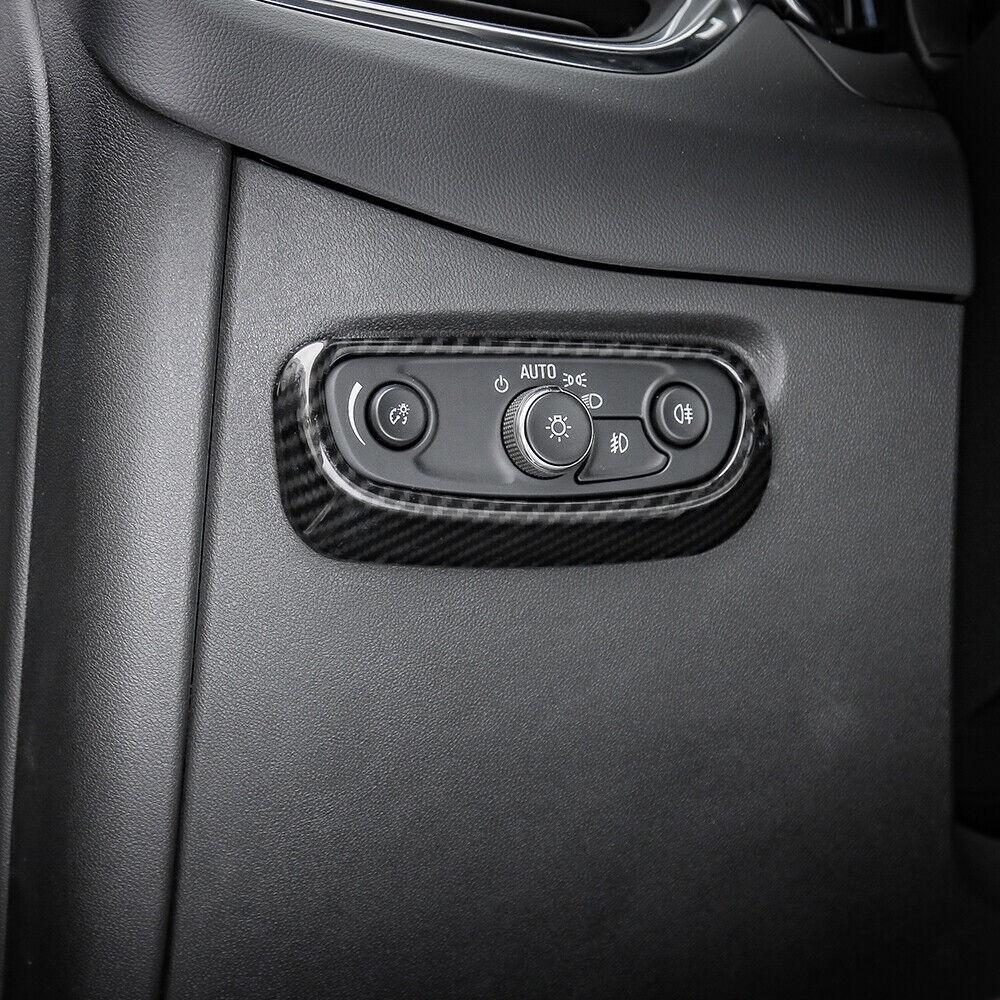 Carbon Fiber Headlight Switch Button Frame Trim For Chevrolet Equinox 2018-2024