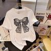 Korean Popular Bows Print T-Shirt Women Summer 2025 New Tee Casual Short Sleeve Y2k Top Elegant Ladies Printing Non-embroidery