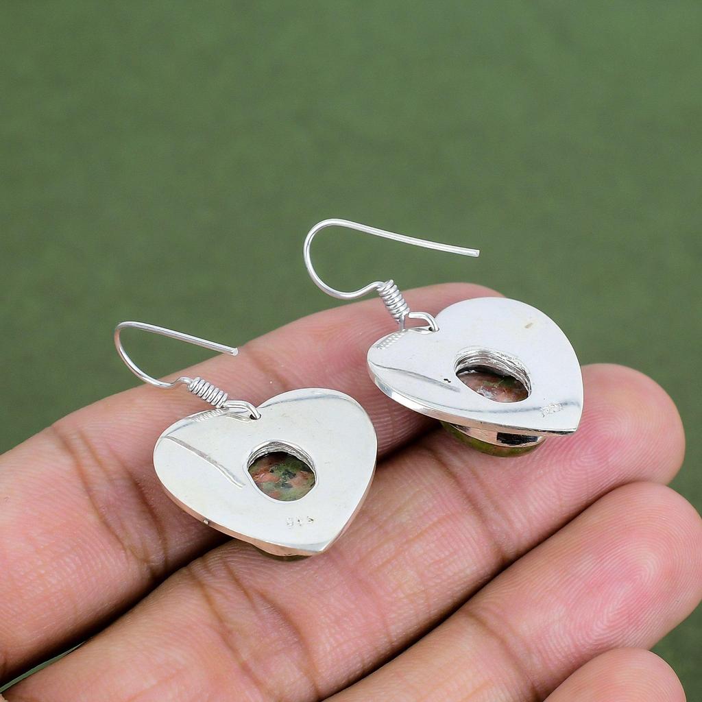 Unakite Earring 925 Sterling Silver Earring Genuine Gemstone Jewelry Handmade Earrings Birthstone Earring Real Unakite Jewelry Gifts For Her
