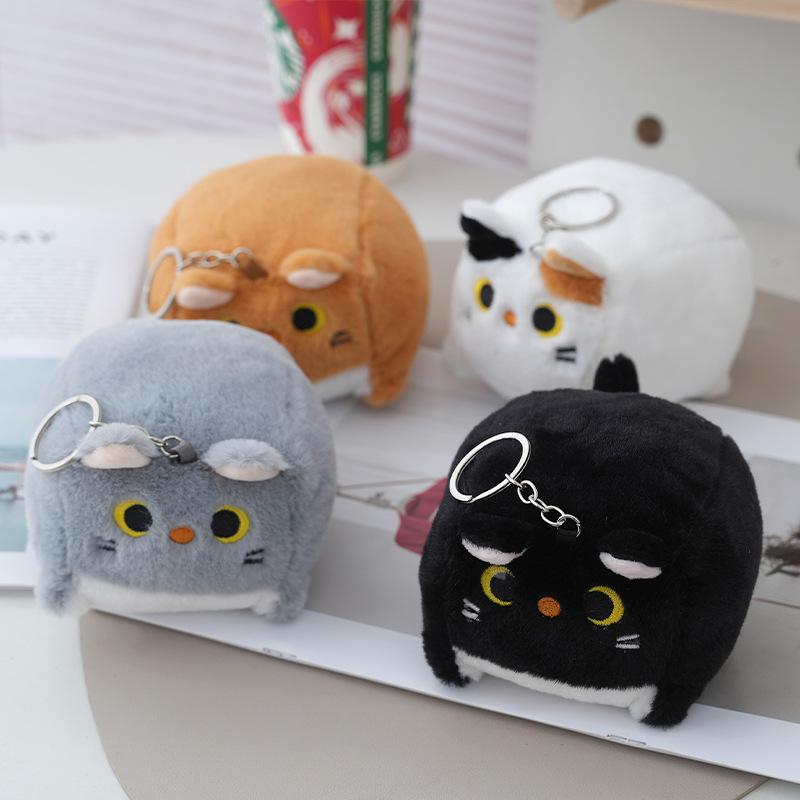 1 Piece Plush Cat Doll Keychian Backpack Pendant Stuffed Cow Cat Cute Keyring For Bag Hanging Decoration Kawaii Small Cat Toy