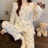Pajamas Women'S Spring And Autumn Cute Doll Collar Girl Suit Can Wear Cloud Cotton Long-Sleeved Loungewear