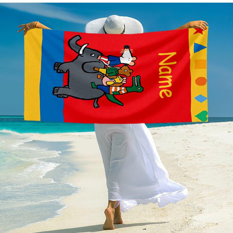 Custom Name Ultra-Soft Beach Towel with Maisy Mouse Theme,Ideal for Pool - Camping, Diving - Perfect Travel Essential, Vibrant Beach Towel.