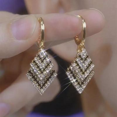 Orecchini di Lusso Dimagranti Zircone Diamante Bianco e Nero: Elegante, Lucido, Design Lungo con Personalità