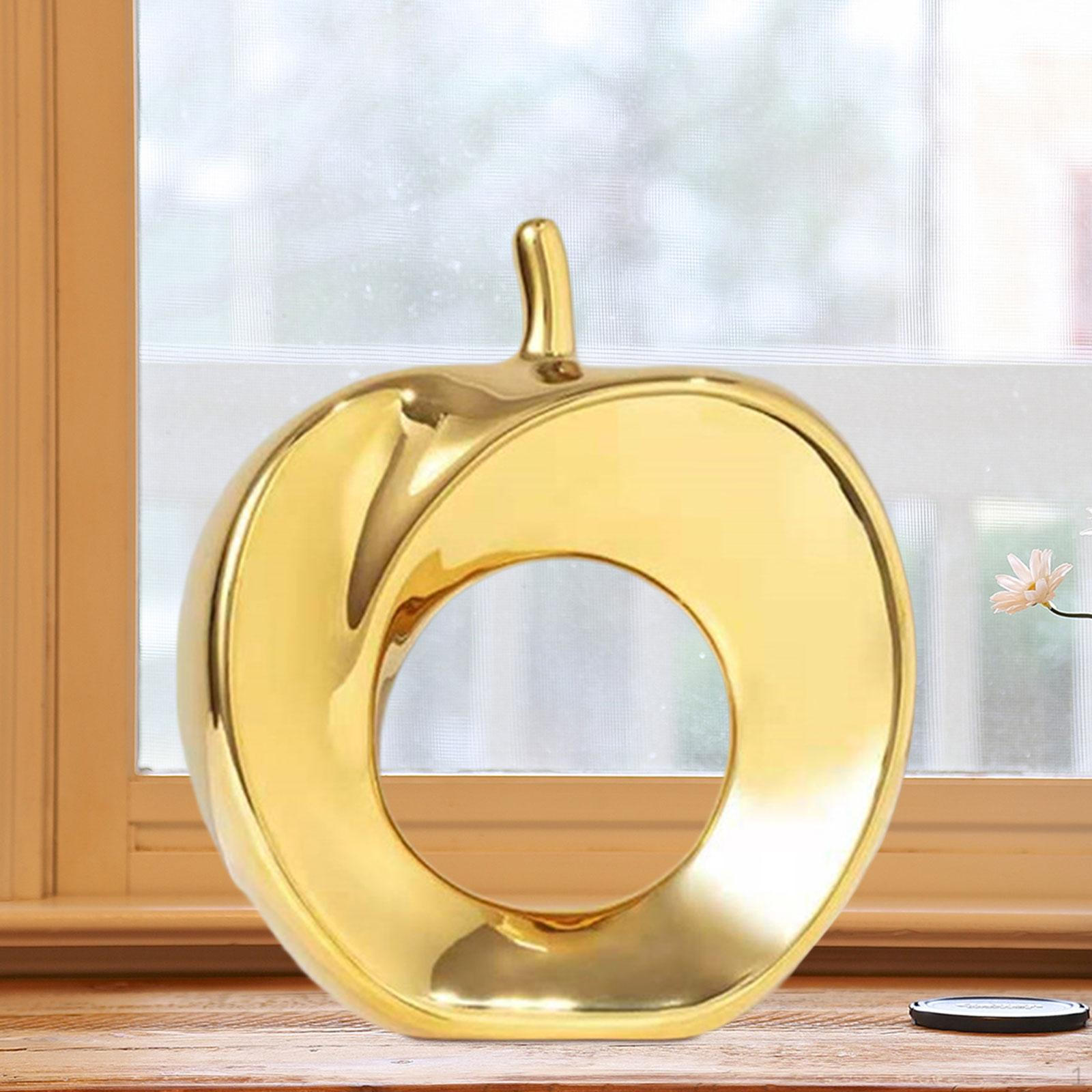 Apple Figurine Decorative Piece for Desk And Shelf Display Gold Apple