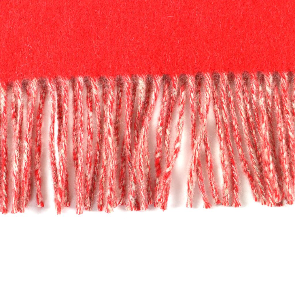 Ausgezeichneter HERMES Schal Rot beige Kaschmir Damen H259130S Gebraucht