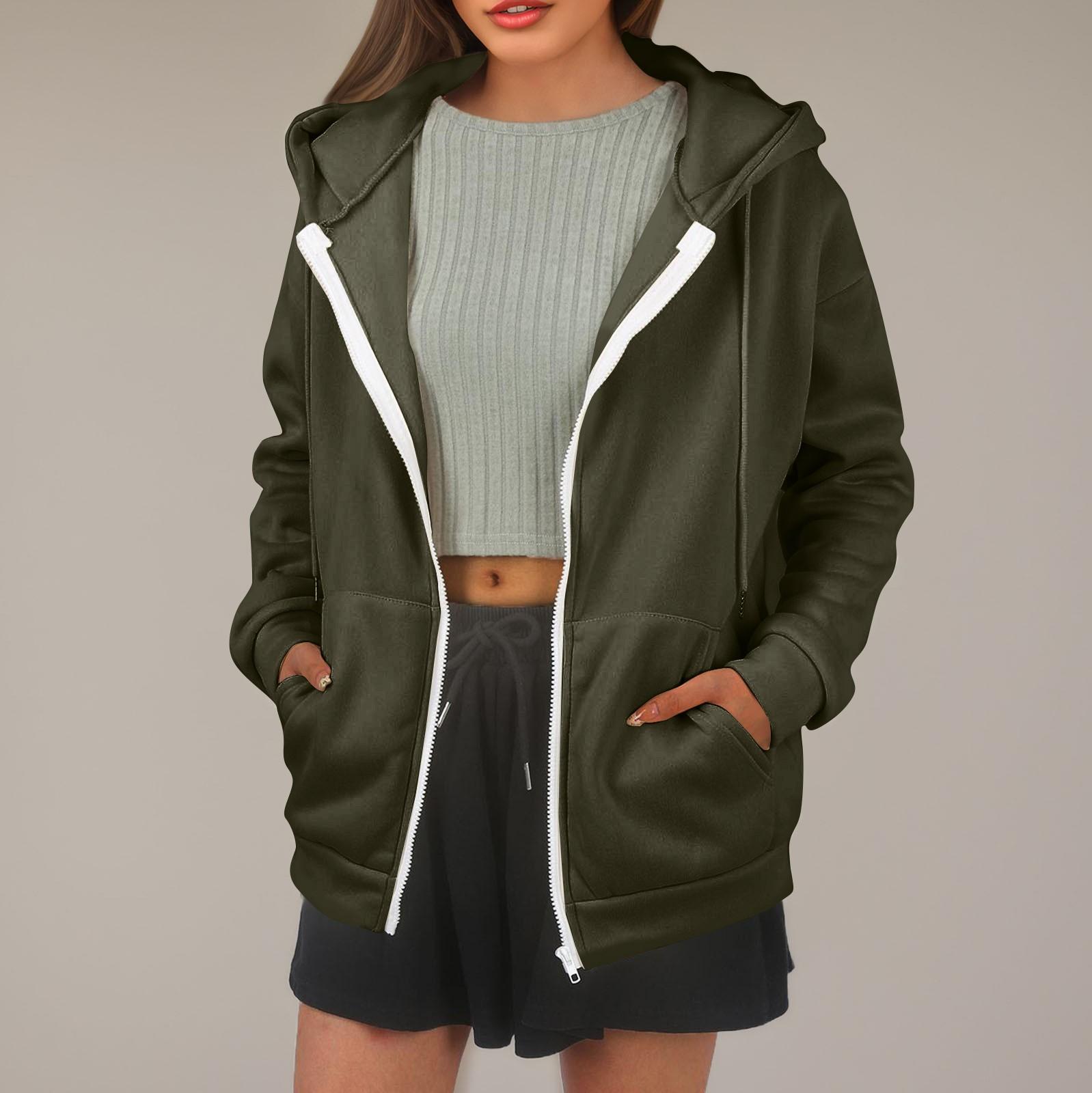 

Женская толстовка с капюшоном, однотонная, с длинными рукавами, свободная спортивная куртка с капюшоном L армия зеленый