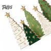 Eco Friendly Painted Wood Trees 6Pcs Wooden Christmas Tree Tabletop Decor Set, Rustic Star Topped Retro Seasonal Mantel Decorations Mini Figurines,