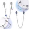 Charms Evil Eye & Feather Blue Safety Chain Beads Fit Charms 929 Silver Bracelets for Women Women Jewelry Making Diy