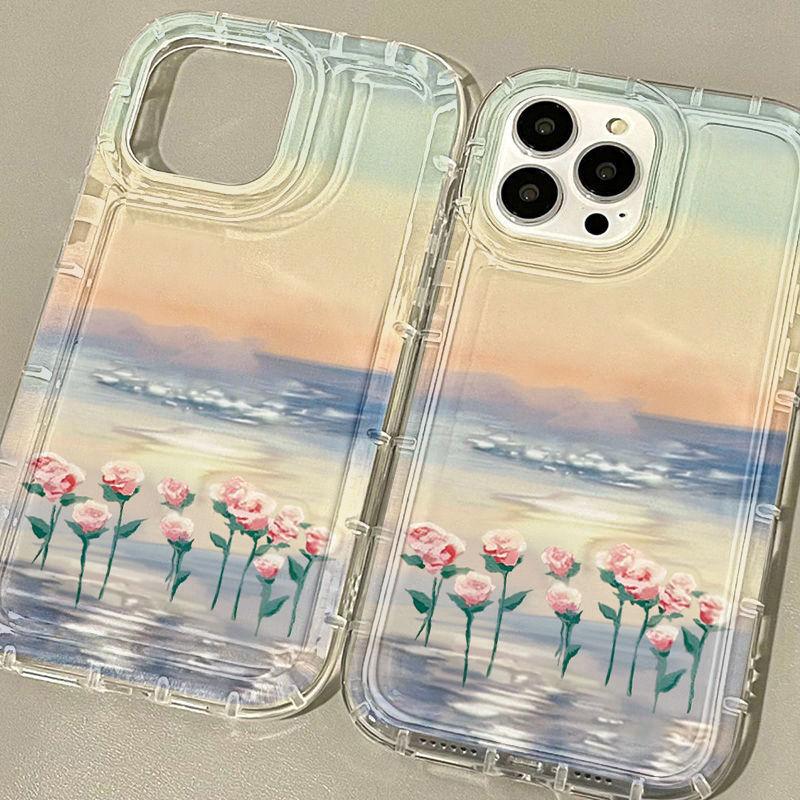 Scenic sunset rose suitable for iPhone17promax new mobile phone case 14TPU13/15 soft case anti-drop