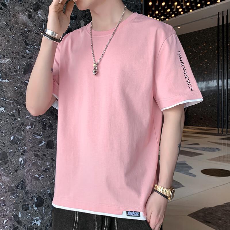 

JIAOXIU Men s Fake Two-Piece Short Sleeve T-Shirt DXNB-DT102 M