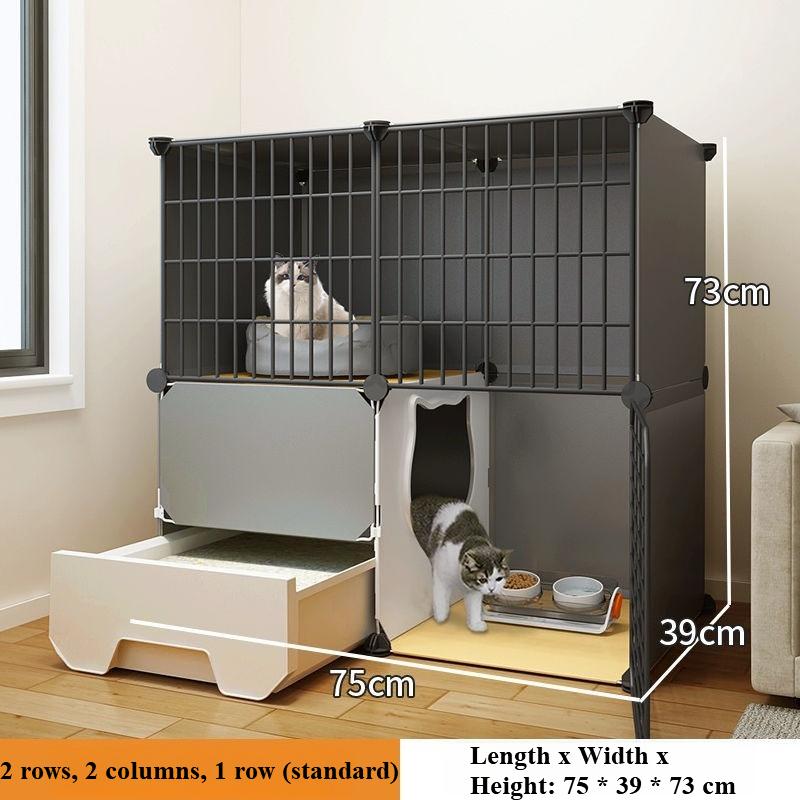 Household Indoor Cat Toilet and Cage Combination Cat Cage Extra Large Free Space Cat House Empty Cage Pet Villa Rabbit Bed Rat