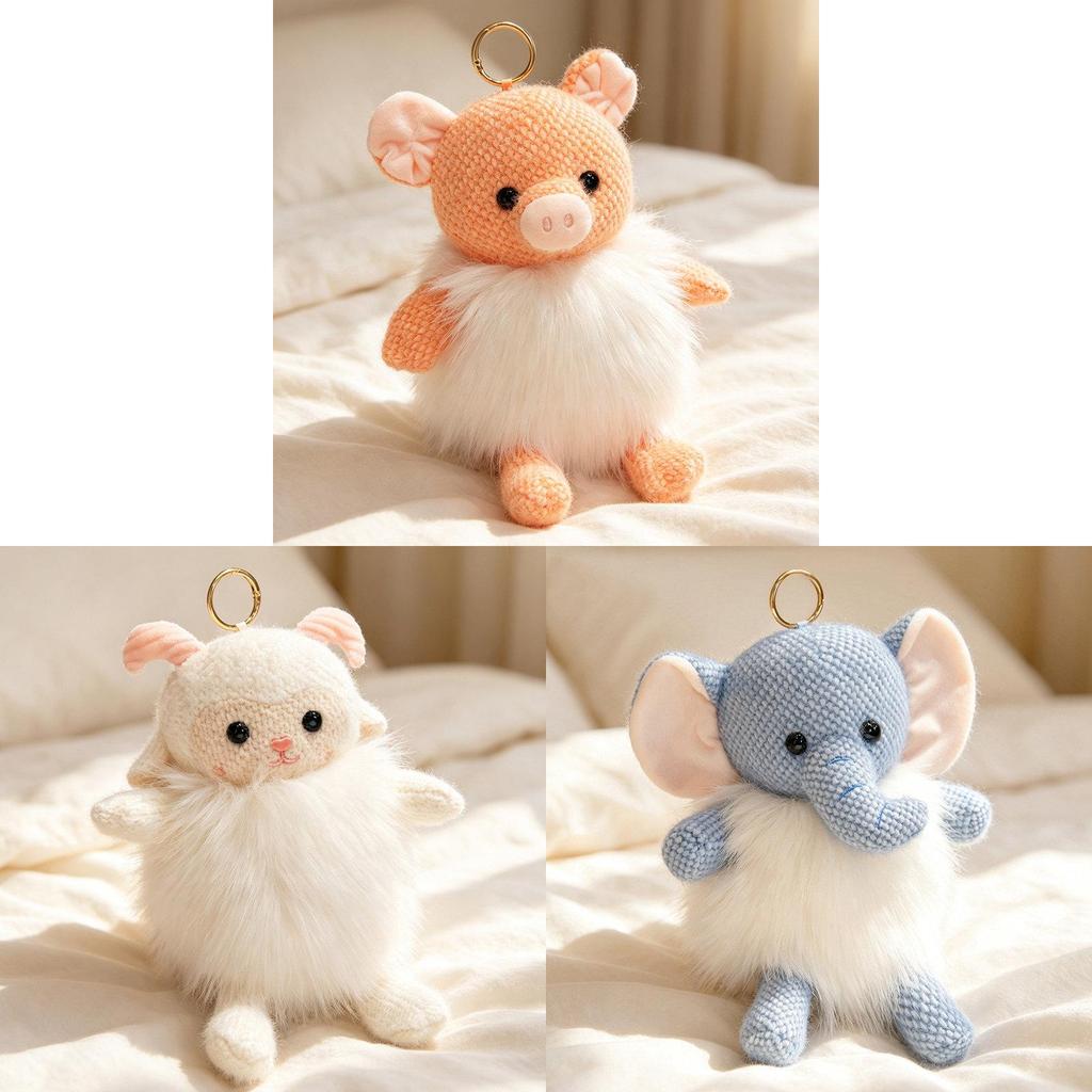 Cute Pink Pig Plush Keychain With Pp Cotton Filling For Car And Bag Decor